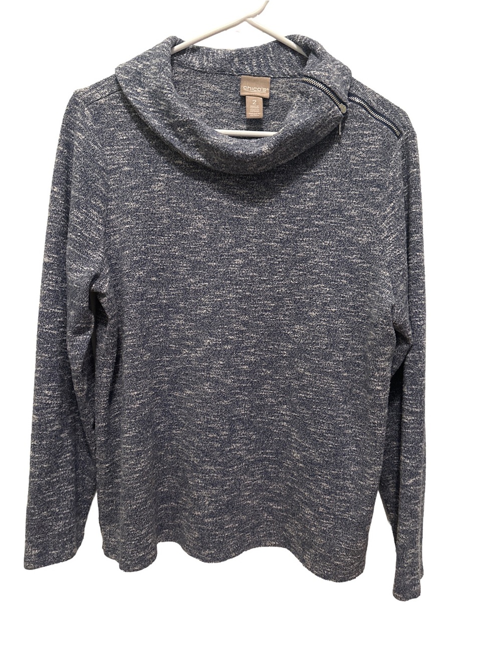 Chico's Navy Heathered Cowl Neck Sweater by US 12